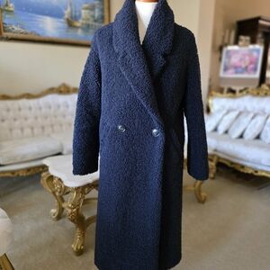 Zara Navy color Teddy Coat-   Oversized